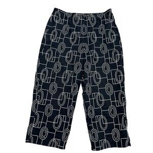 Talbots Woman Cropped Pants Sz 10 Petite Black Geometric Embroidered Stretch